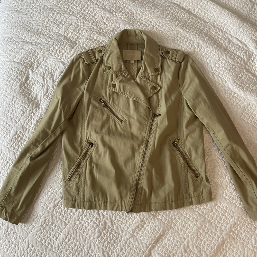 Green/Khaki Banana Republic Jacket with Zippers